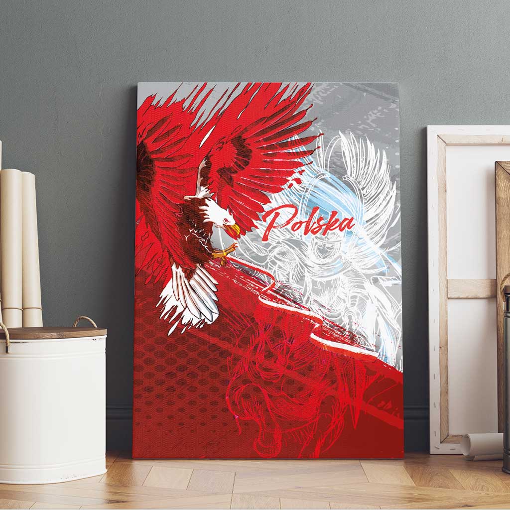 Poland Eagle and Winged Hussar Canvas Wall Art Grunge Sporty Style