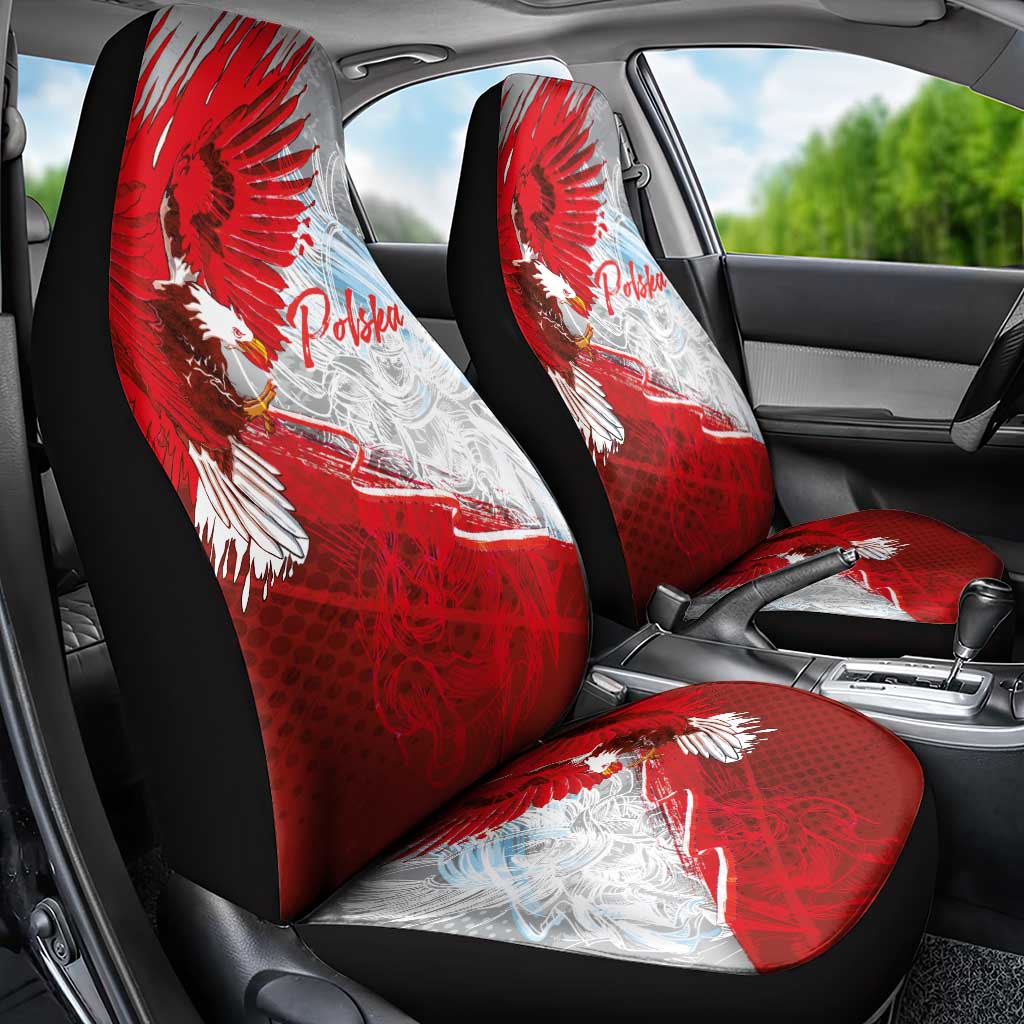 Poland Eagle and Winged Hussar Car Seat Cover Grunge Sporty Style