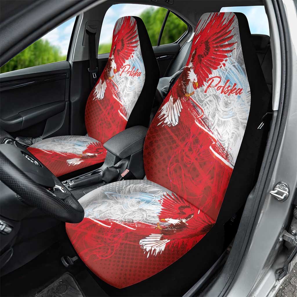 Poland Eagle and Winged Hussar Car Seat Cover Grunge Sporty Style