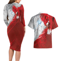 Poland Eagle and Winged Hussar Couples Matching Long Sleeve Bodycon Dress and Hawaiian Shirt Grunge Sporty Style