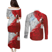 Poland Eagle and Winged Hussar Couples Matching Puletasi and Long Sleeve Button Shirt Grunge Sporty Style