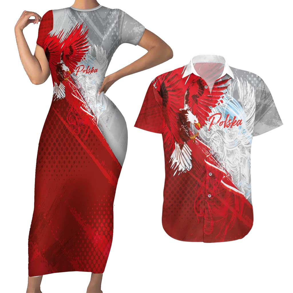 Poland Eagle and Winged Hussar Couples Matching Short Sleeve Bodycon Dress and Hawaiian Shirt Grunge Sporty Style