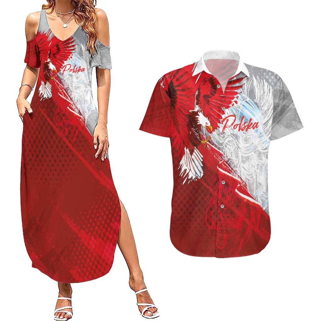 Poland Eagle and Winged Hussar Couples Matching Summer Maxi Dress and Hawaiian Shirt Grunge Sporty Style