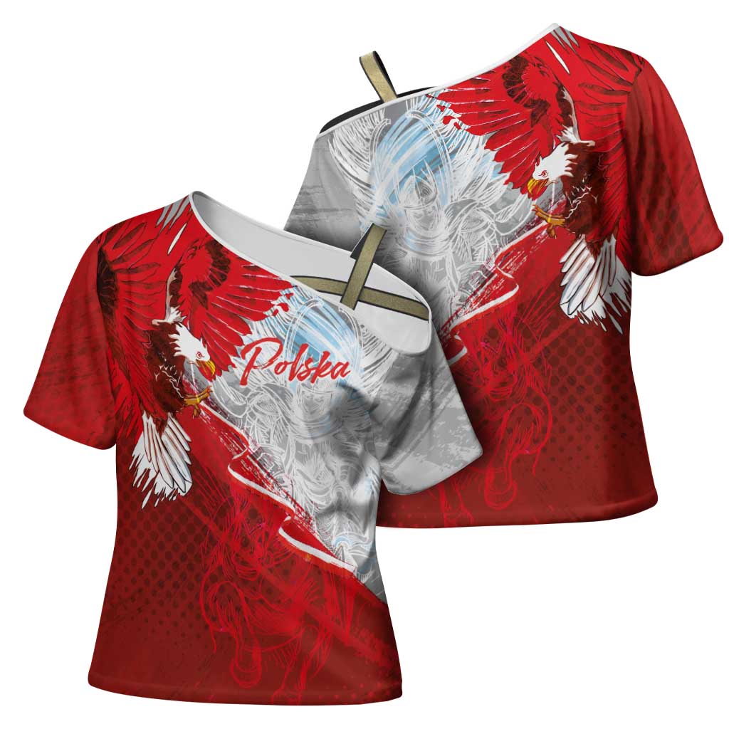 Poland Eagle and Winged Hussar Cross Shoulder Shirt Grunge Sporty Style