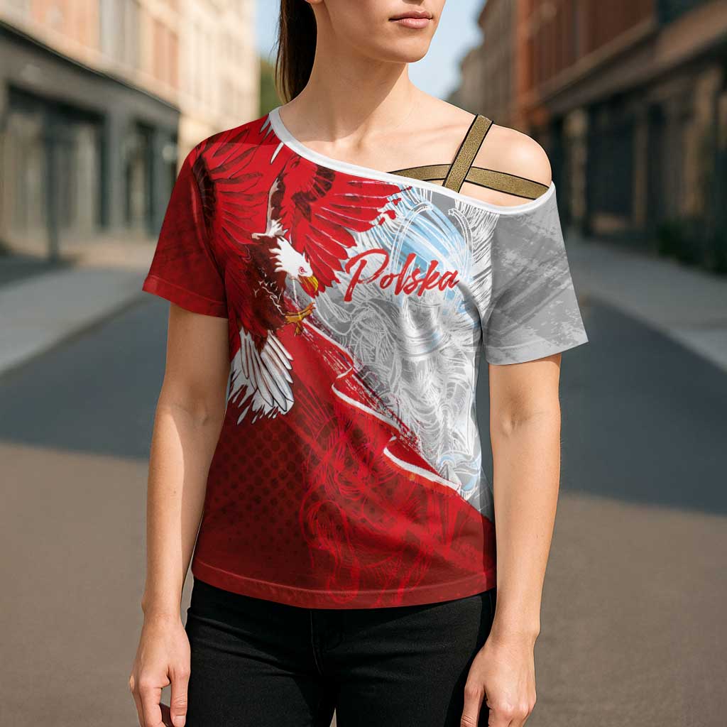 Poland Eagle and Winged Hussar Cross Shoulder Shirt Grunge Sporty Style