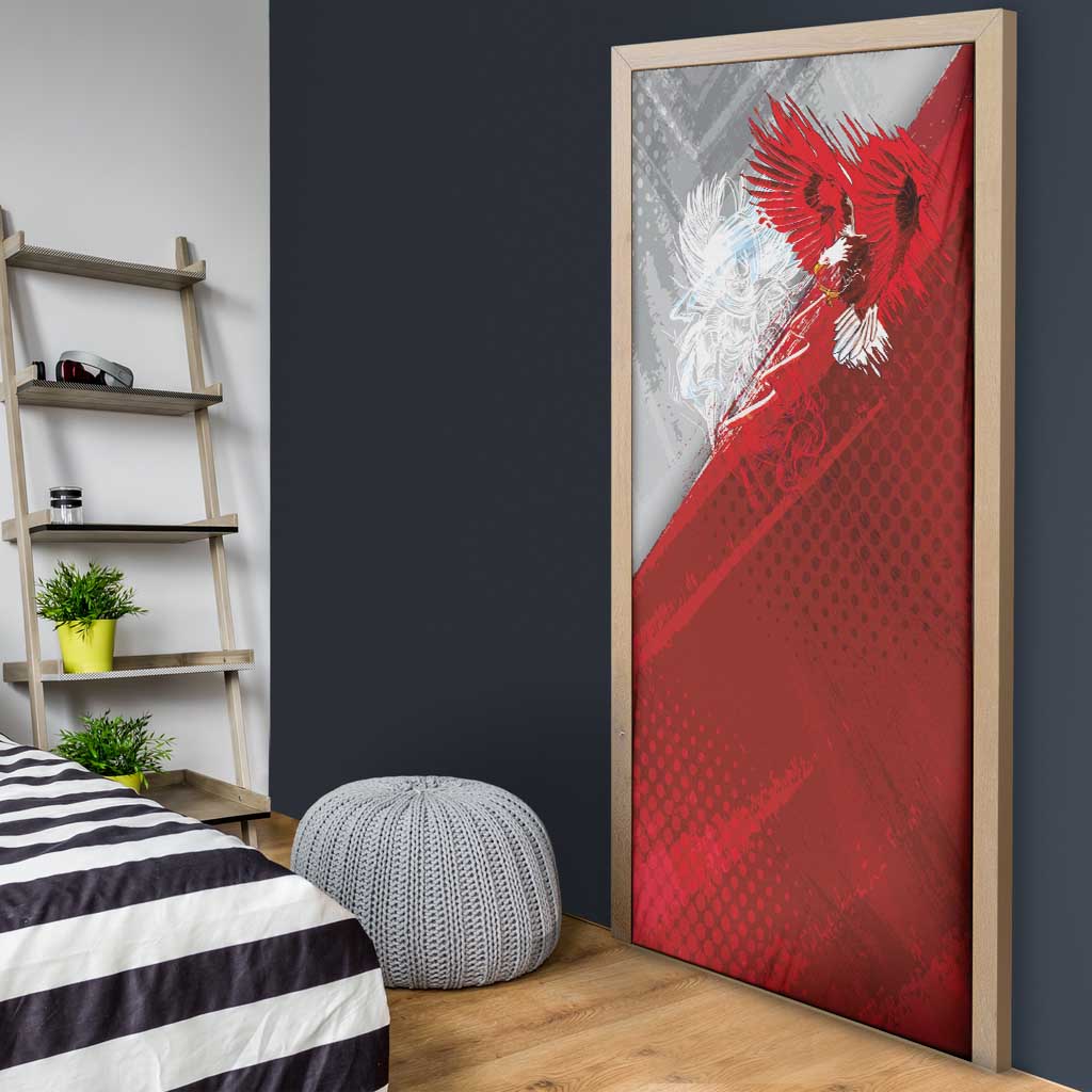 Poland Eagle and Winged Hussar Door Cover Grunge Sporty Style