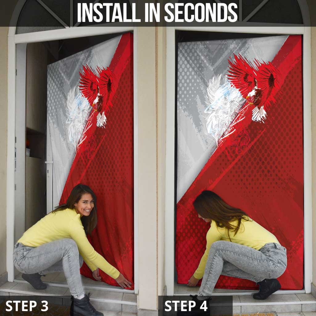 Poland Eagle and Winged Hussar Door Cover Grunge Sporty Style