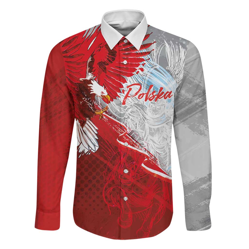 Poland Eagle and Winged Hussar Family Matching Long Sleeve Bodycon Dress and Hawaiian Shirt Grunge Sporty Style