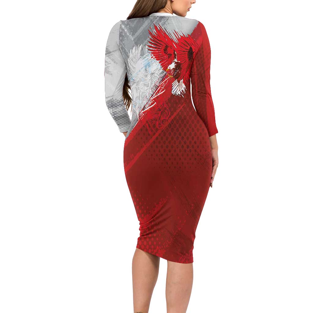 Poland Eagle and Winged Hussar Family Matching Long Sleeve Bodycon Dress and Hawaiian Shirt Grunge Sporty Style