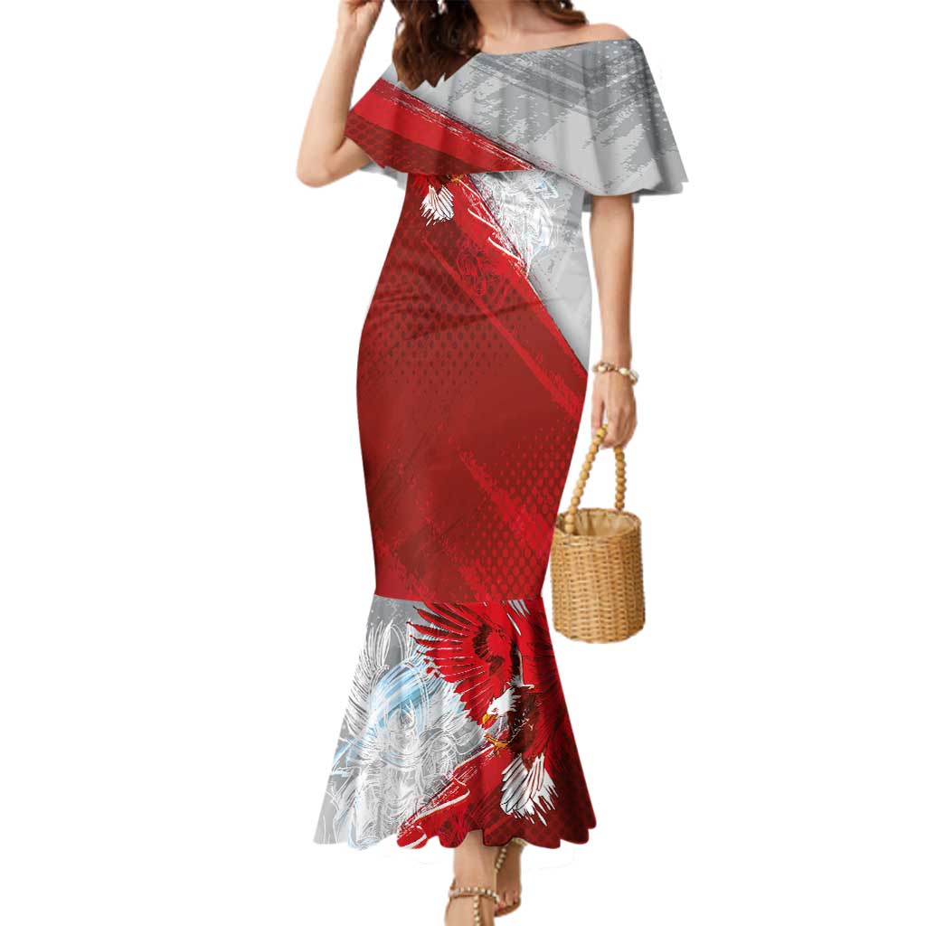 Poland Eagle and Winged Hussar Family Matching Mermaid Dress and Hawaiian Shirt Grunge Sporty Style