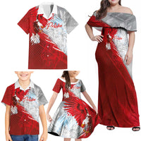Poland Eagle and Winged Hussar Family Matching Off Shoulder Maxi Dress and Hawaiian Shirt Grunge Sporty Style