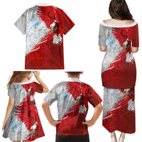 Poland Eagle and Winged Hussar Family Matching Puletasi and Hawaiian Shirt Grunge Sporty Style