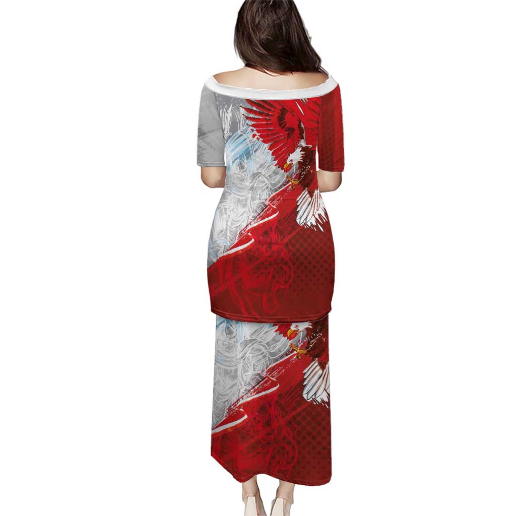 Poland Eagle and Winged Hussar Family Matching Puletasi and Hawaiian Shirt Grunge Sporty Style