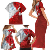 Poland Eagle and Winged Hussar Family Matching Short Sleeve Bodycon Dress and Hawaiian Shirt Grunge Sporty Style