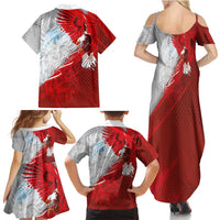 Poland Eagle and Winged Hussar Family Matching Summer Maxi Dress and Hawaiian Shirt Grunge Sporty Style