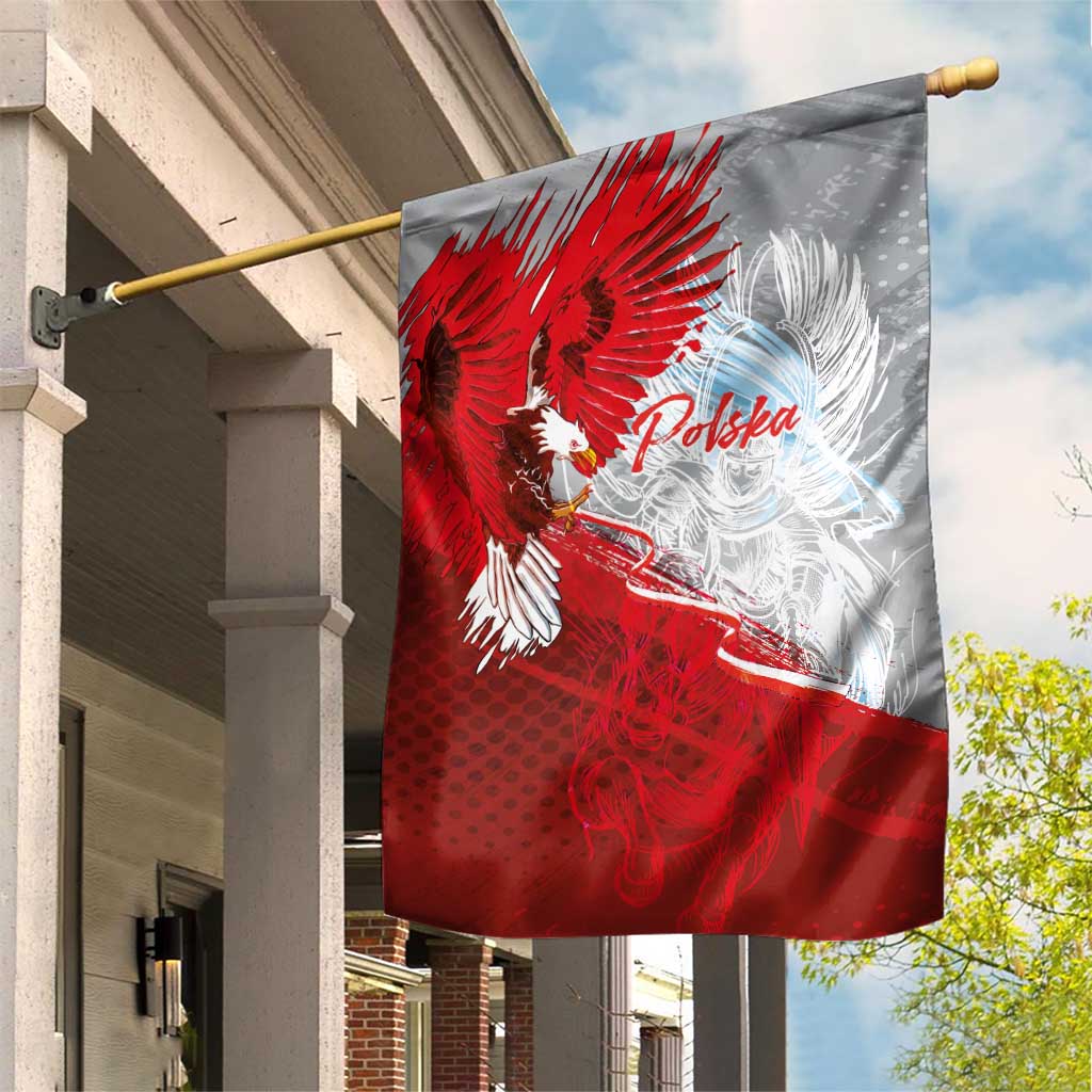 Poland Eagle and Winged Hussar Garden Flag Grunge Sporty Style
