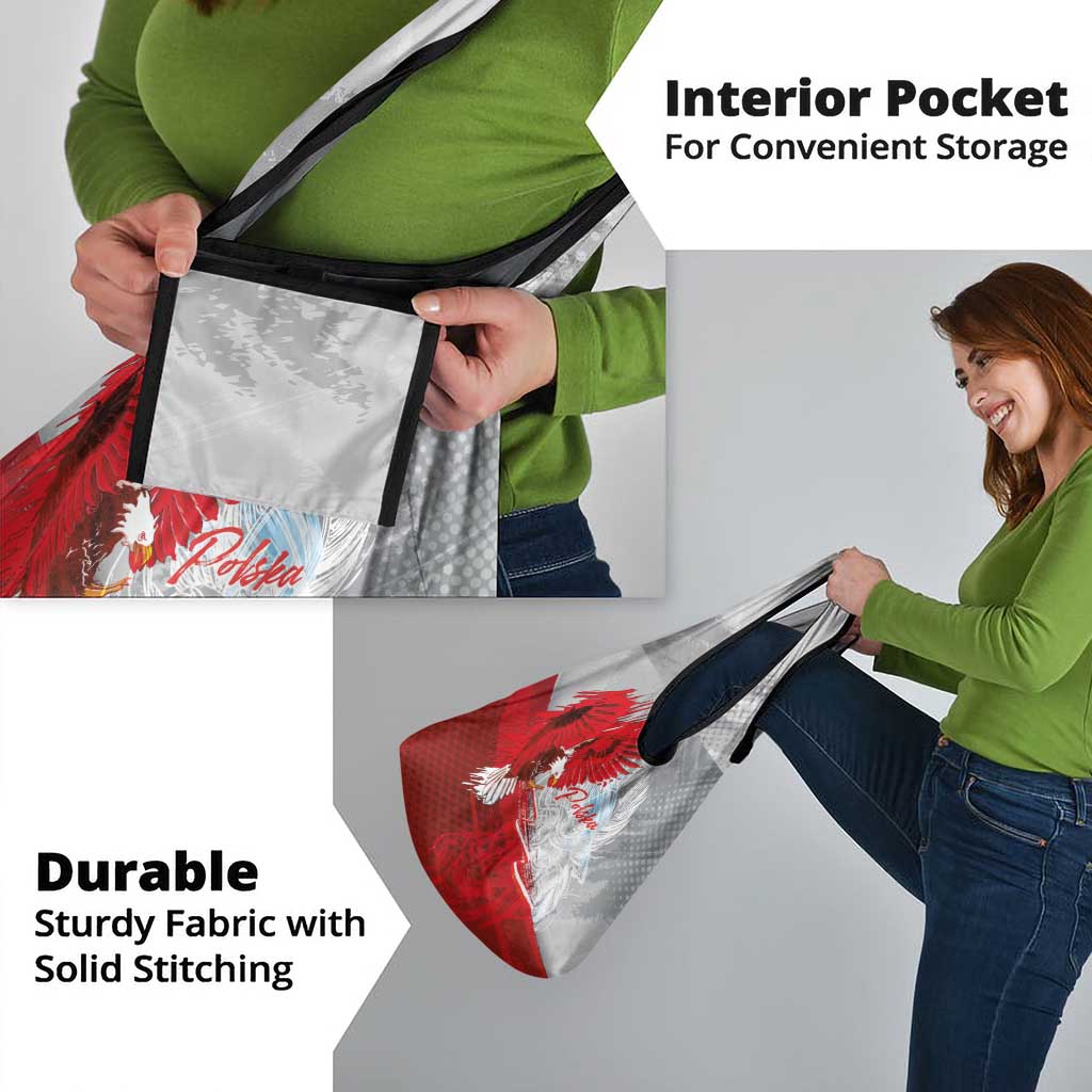 Poland Eagle and Winged Hussar Grocery Bag Grunge Sporty Style
