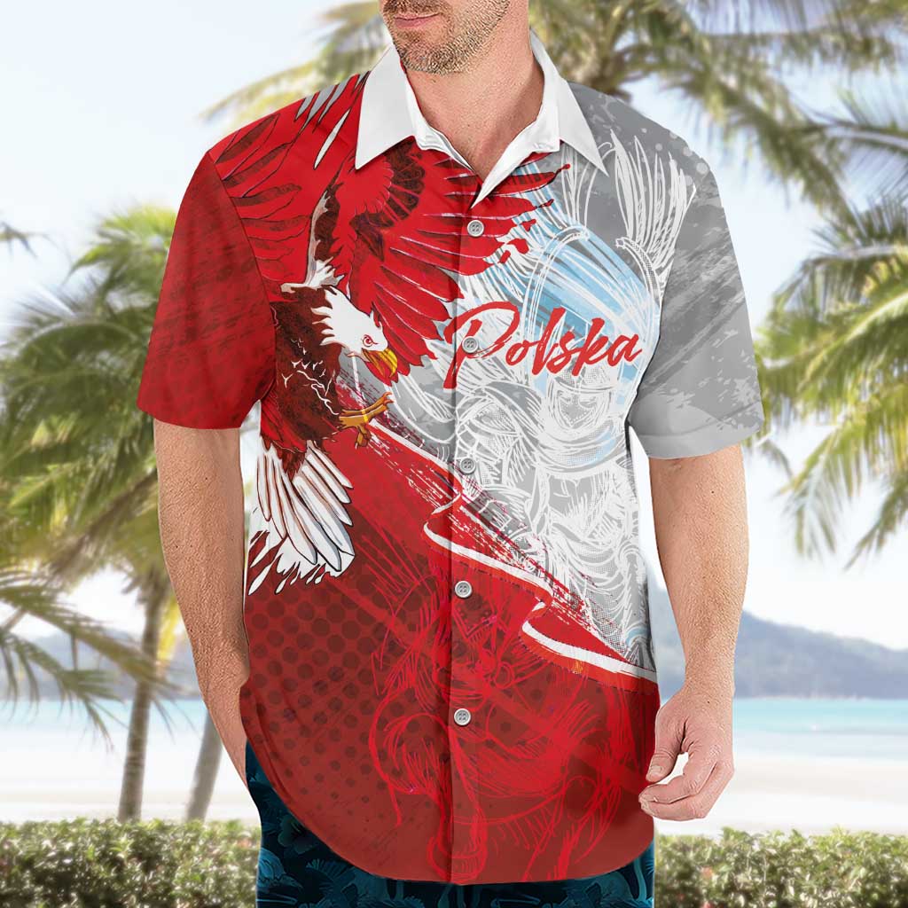 Poland Eagle and Winged Hussar Hawaiian Shirt Grunge Sporty Style
