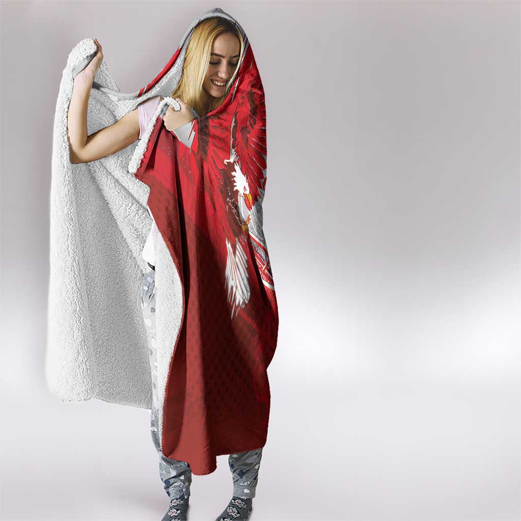 Poland Eagle and Winged Hussar Hooded Blanket Grunge Sporty Style