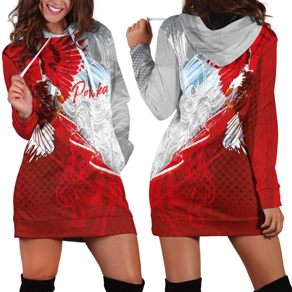 Poland Eagle and Winged Hussar Hoodie Dress Grunge Sporty Style