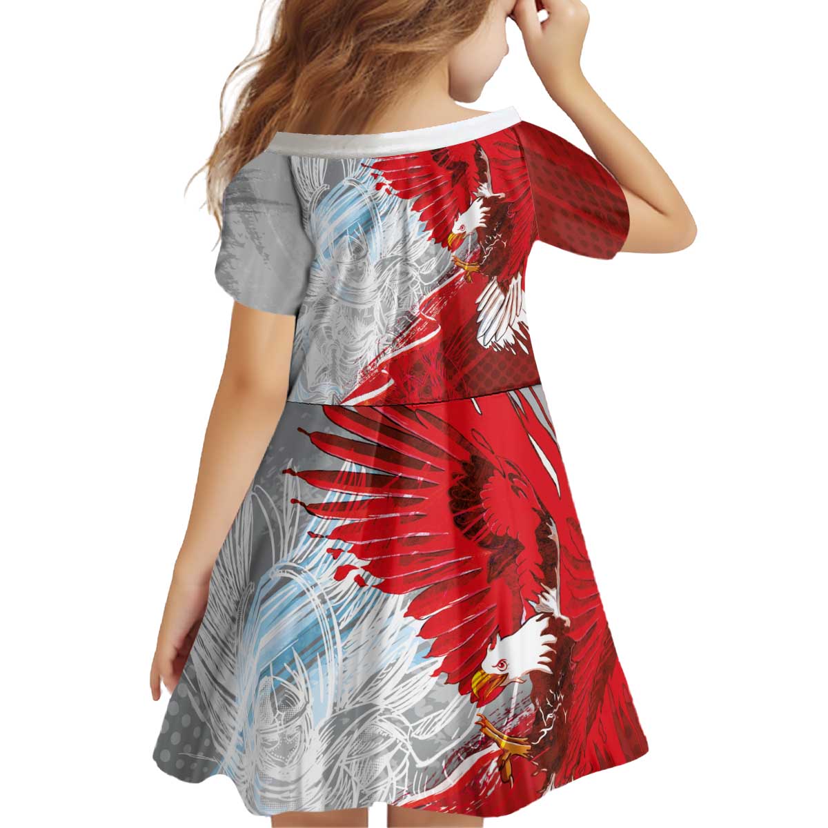 Poland Eagle and Winged Hussar Kid Short Sleeve Dress Grunge Sporty Style