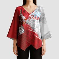 Poland Eagle and Winged Hussar Kimono Sleeve Blouse Grunge Sporty Style
