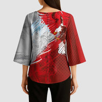 Poland Eagle and Winged Hussar Kimono Sleeve Blouse Grunge Sporty Style
