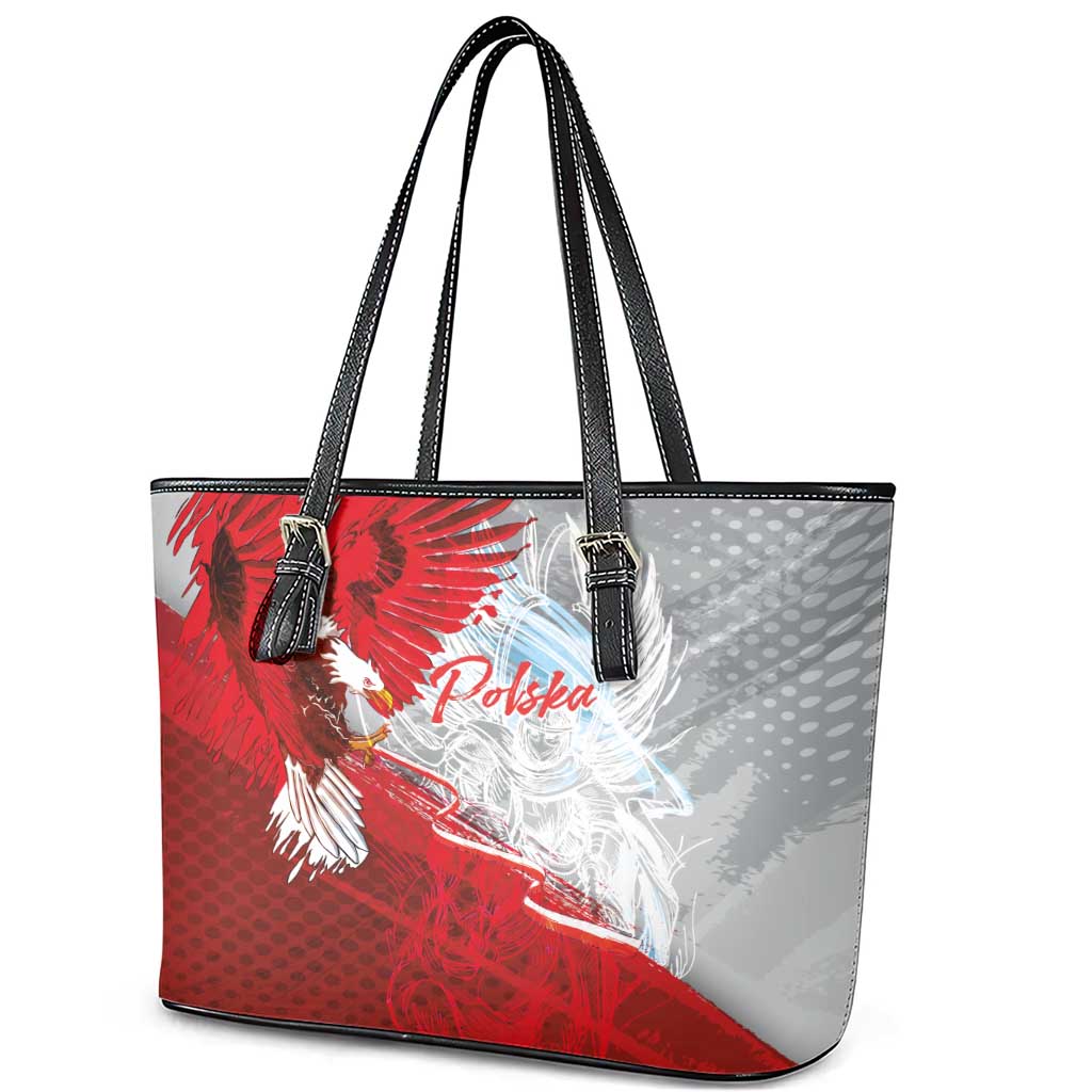 Poland Eagle and Winged Hussar Leather Tote Bag Grunge Sporty Style
