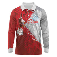 Poland Eagle and Winged Hussar Long Sleeve Polo Shirt Grunge Sporty Style