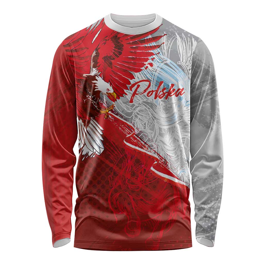 Poland Eagle and Winged Hussar Long Sleeve Shirt Grunge Sporty Style