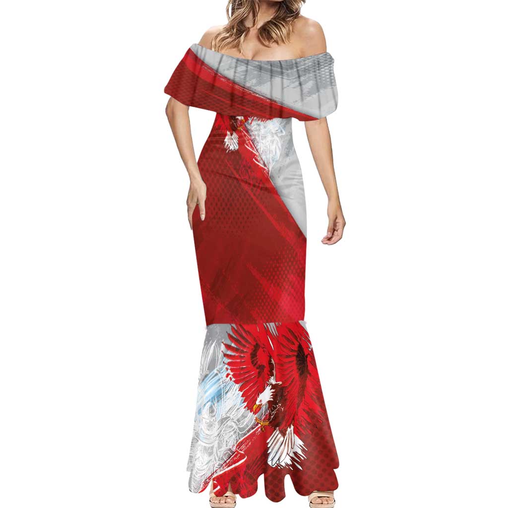 Poland Eagle and Winged Hussar Mermaid Dress Grunge Sporty Style