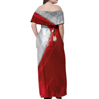 Poland Eagle and Winged Hussar Off Shoulder Maxi Dress Grunge Sporty Style