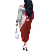 Poland Eagle and Winged Hussar Off The Shoulder Long Sleeve Dress Grunge Sporty Style