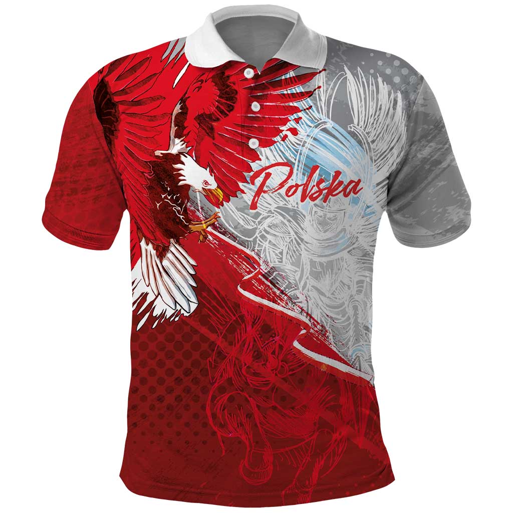 Poland Eagle and Winged Hussar Polo Shirt Grunge Sporty Style