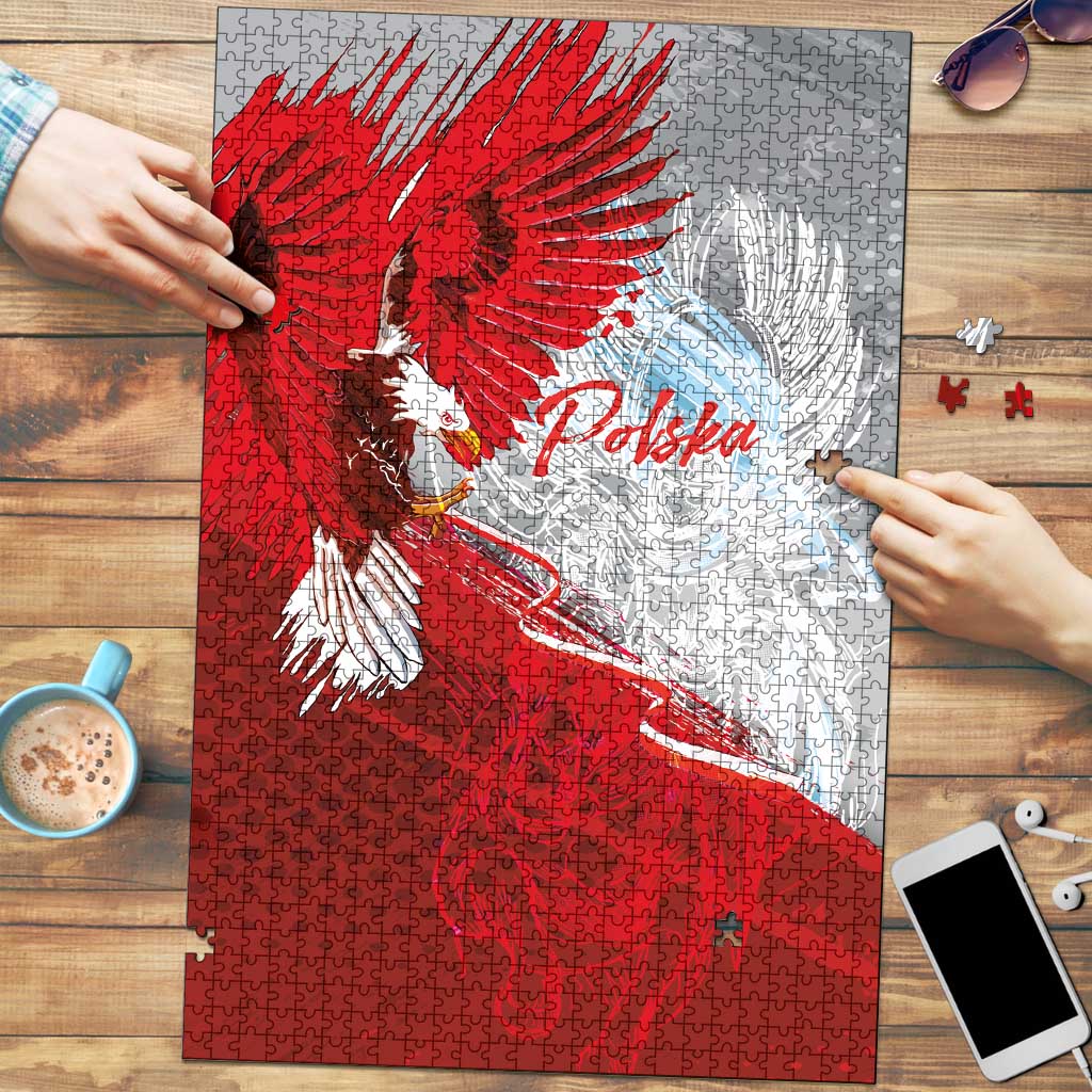 Poland Eagle and Winged Hussar Puzzle Grunge Sporty Style