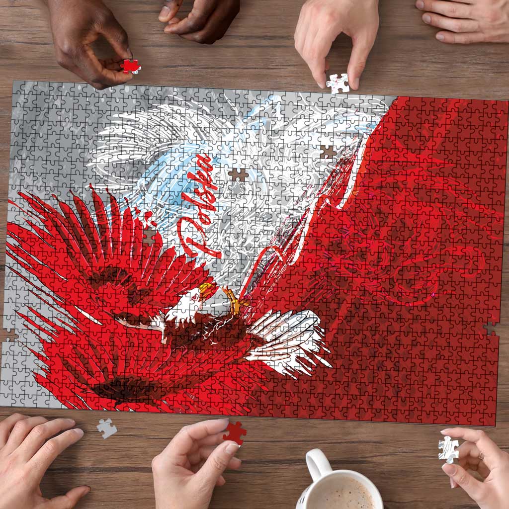 Poland Eagle and Winged Hussar Puzzle Grunge Sporty Style
