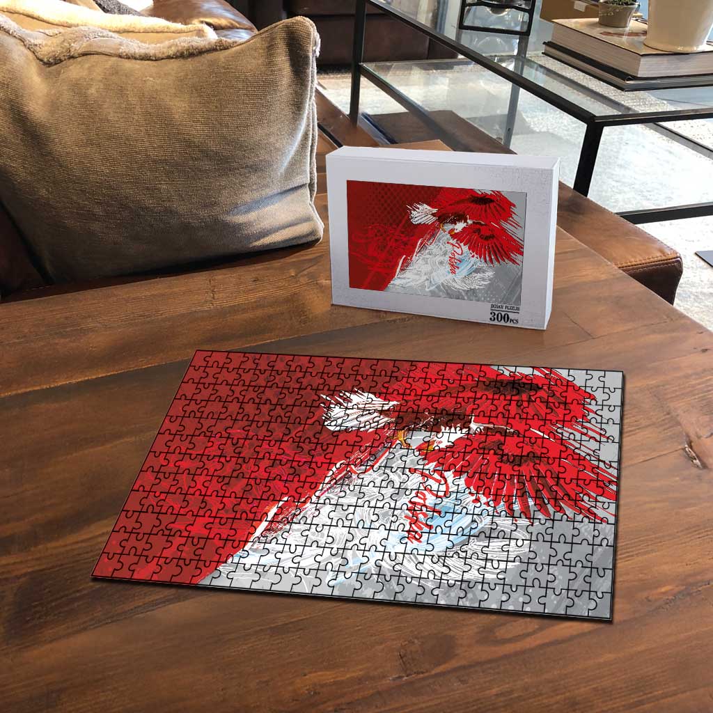Poland Eagle and Winged Hussar Puzzle Grunge Sporty Style
