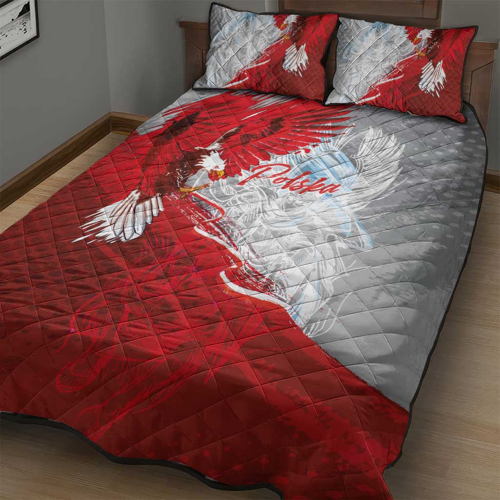 Poland Eagle and Winged Hussar Quilt Bed Set Grunge Sporty Style