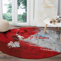 Poland Eagle and Winged Hussar Round Carpet Grunge Sporty Style