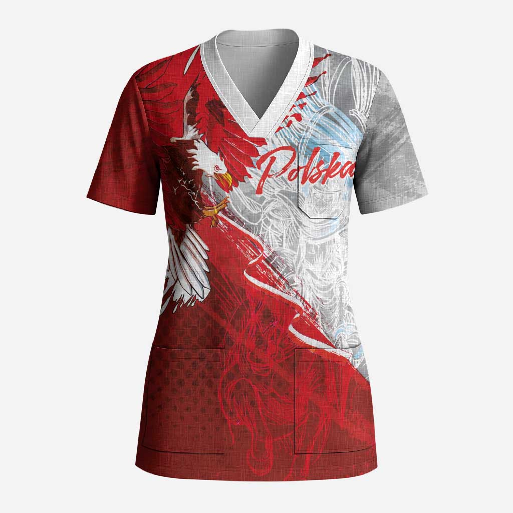 Poland Eagle and Winged Hussar Scrub Top Grunge Sporty Style