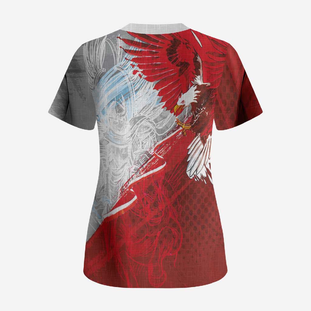 Poland Eagle and Winged Hussar Scrub Top Grunge Sporty Style
