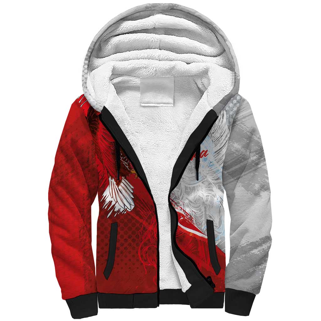Poland Eagle and Winged Hussar Sherpa Hoodie Grunge Sporty Style