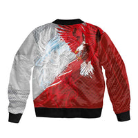 Poland Eagle and Winged Hussar Sleeve Zip Bomber Jacket Grunge Sporty Style