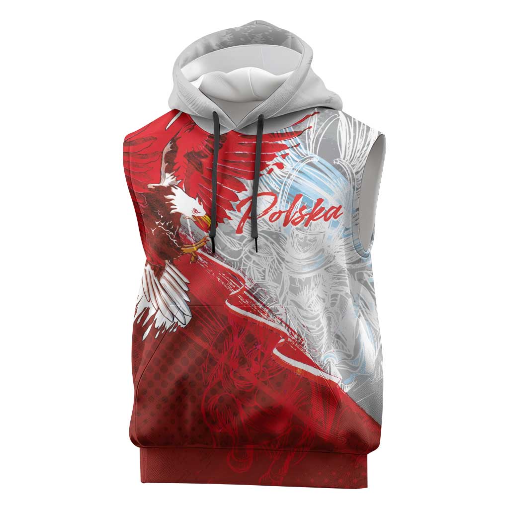 Poland Eagle and Winged Hussar Sleeveless Hoodie Grunge Sporty Style