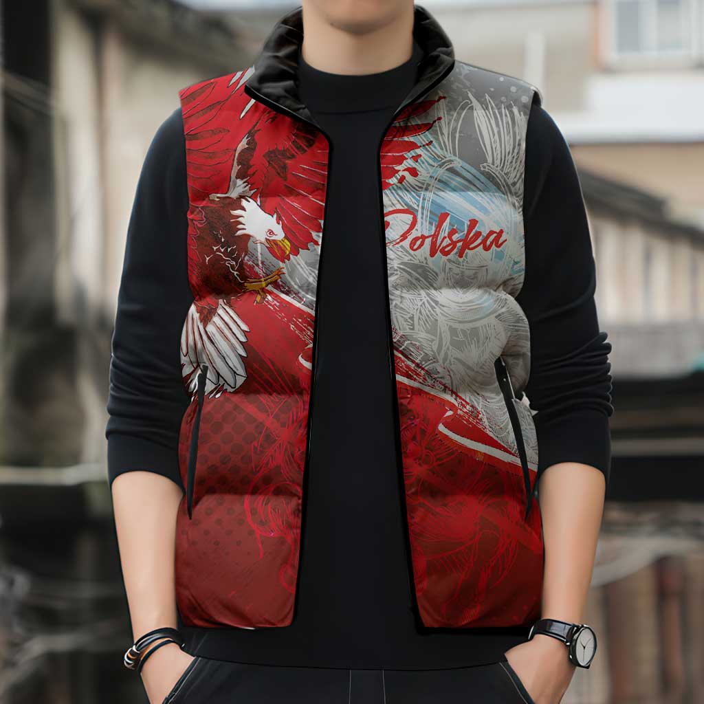 Poland Eagle and Winged Hussar Sleeveless Puffer Jacket Grunge Sporty Style