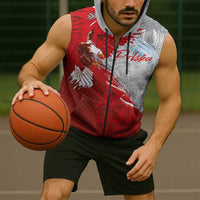 Poland Eagle and Winged Hussar Sleeveless Zip Hoodie Grunge Sporty Style
