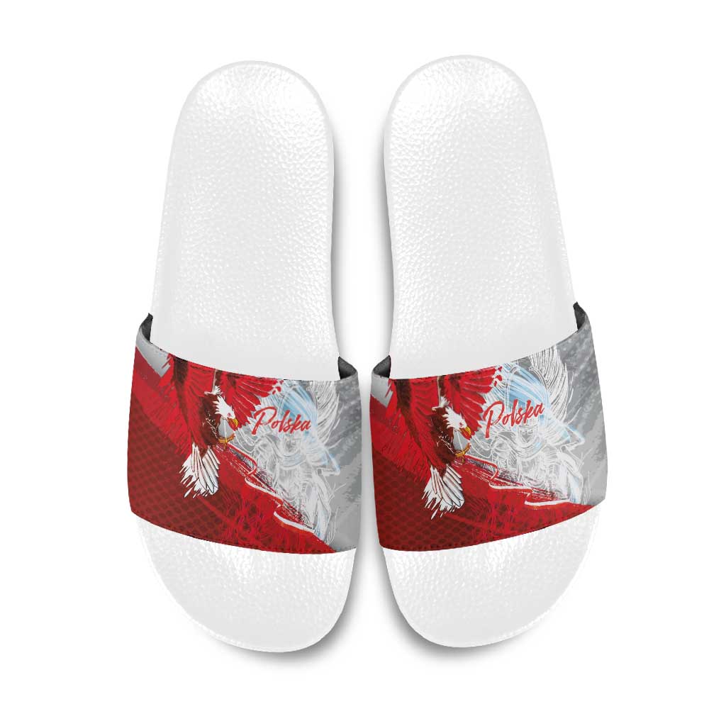 Poland Eagle and Winged Hussar Slide Sandals Grunge Sporty Style