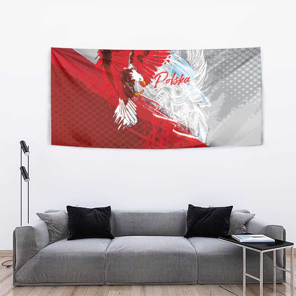 Poland Eagle and Winged Hussar Tapestry Grunge Sporty Style