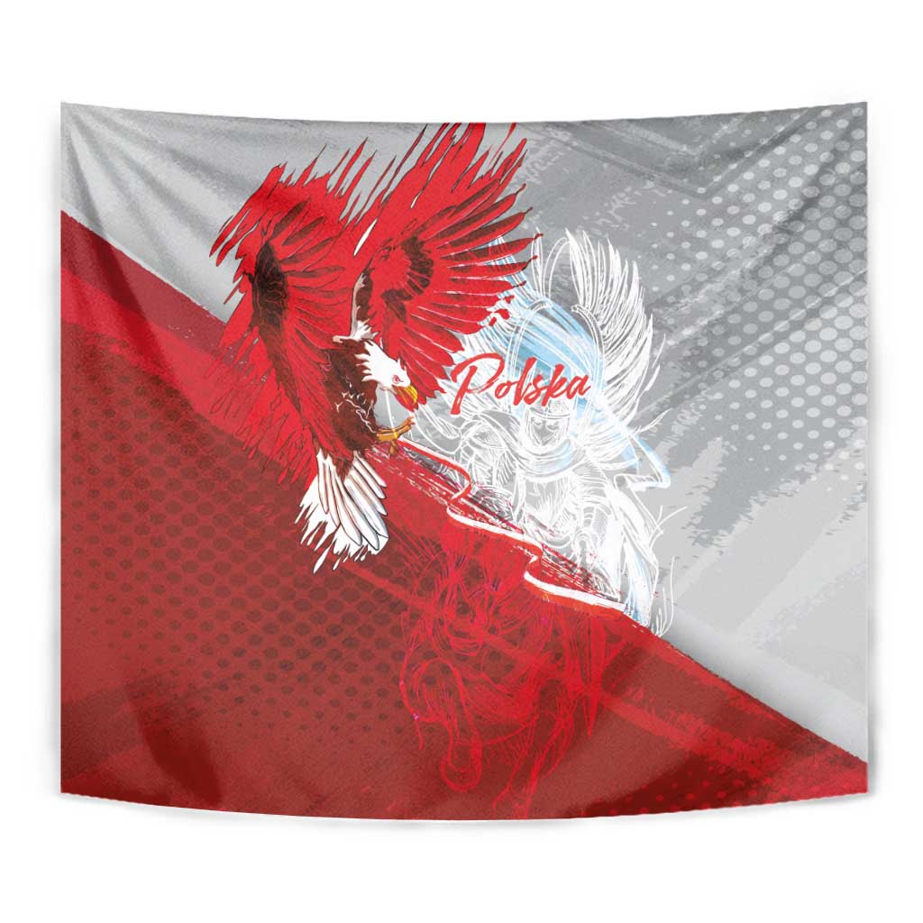 Poland Eagle and Winged Hussar Tapestry Grunge Sporty Style