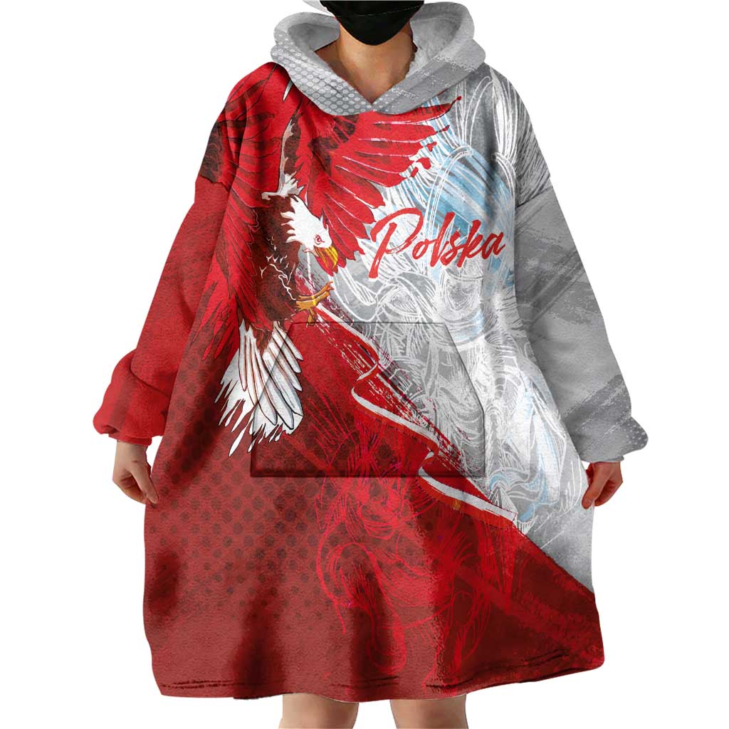 Poland Eagle and Winged Hussar Wearable Blanket Hoodie Grunge Sporty Style